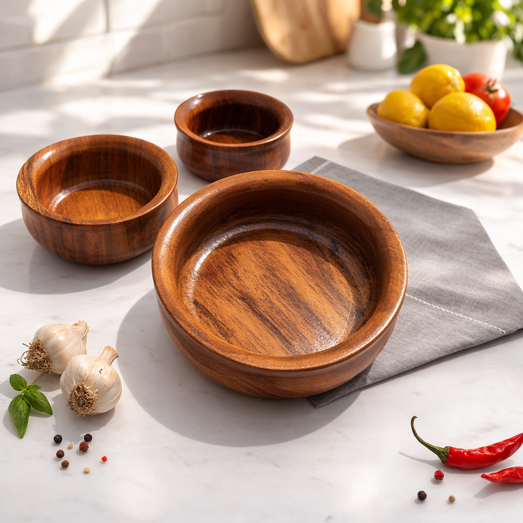 Premium Wood Serving Bowl Set (Set of 3)