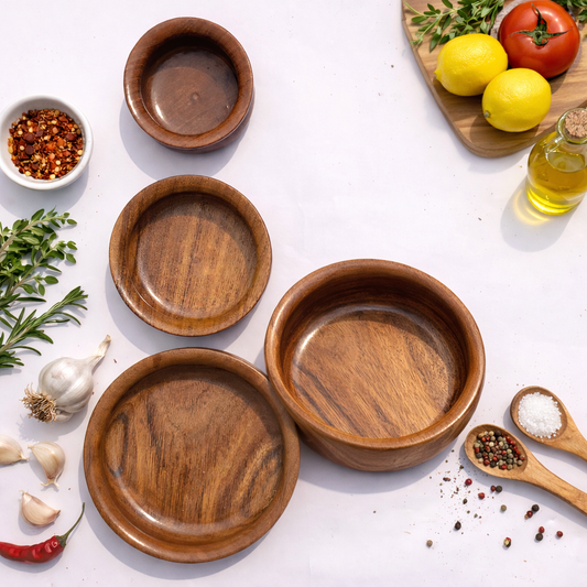 Premium Wood Serving Bowl Set (Set of 3)