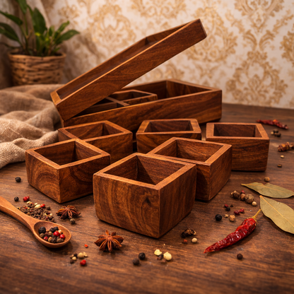 Wooden Masala Box