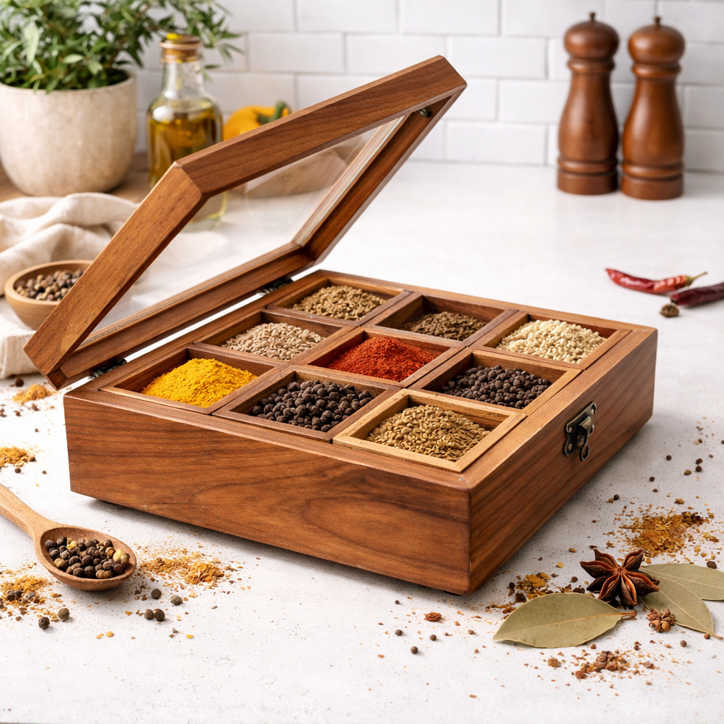 Wooden Masala Box