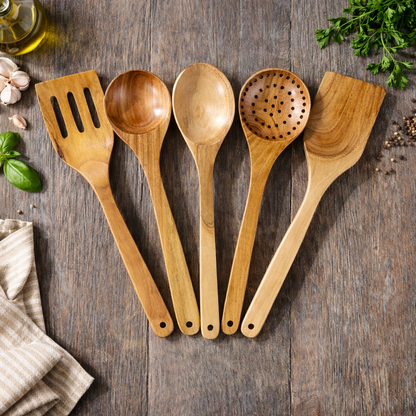 Premium Wooden Cooking Spoon Set