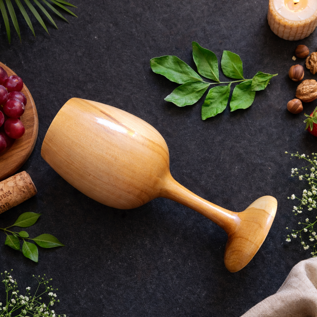 Premium Teak Wood Drinking Glass – Large