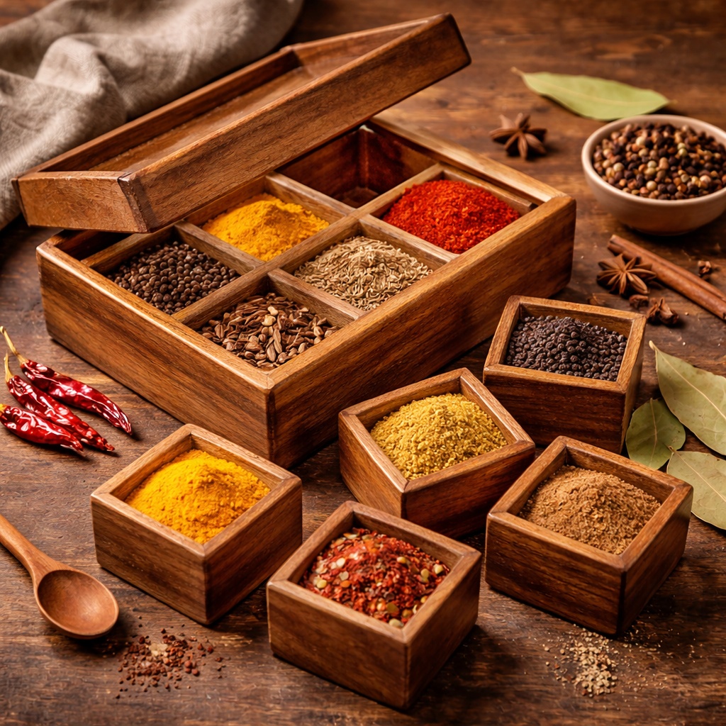 Wooden Masala Box
