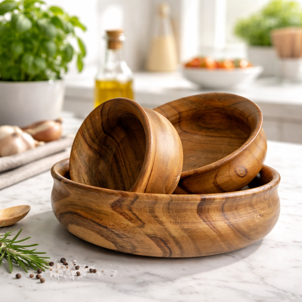 Premium Wood Serving Bowl Set (Set of 3)