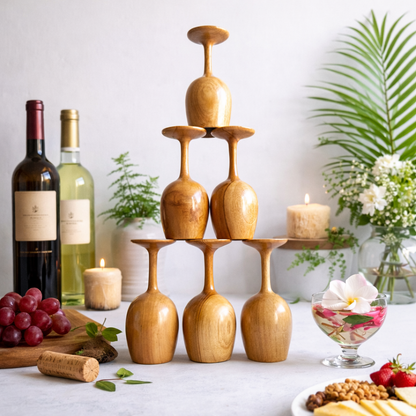 Premium Teak Wood Drinking Glass – Large